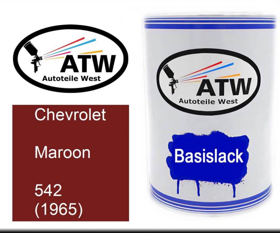 Chevrolet, Maroon, 542 (1965): 500ml Lackdose, von ATW Autoteile West.